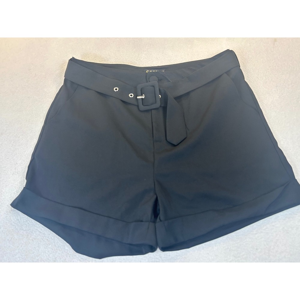Cefian Belted Shorts Women Large Black Minimalist